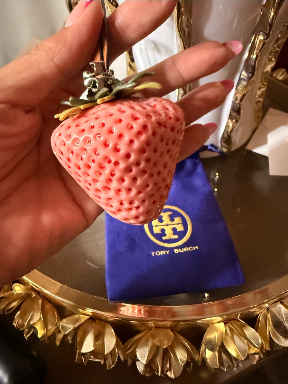 Tory Burch Pink Strawberry Bag Charm